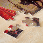 ハロウィンの魔法使いおよび黒猫 ジグソーパズル (側面)