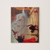 ハロウィンの魔法使いおよび黒猫 ジグソーパズル (縦)