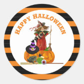 ハロウィンの魔法使いとカボチャの休日 ラウンドシール (正面)