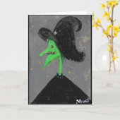 ハロウィンの魔法使いのテンプレート カード (黄色い花)
