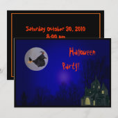 ハロウィンの魔法使いのパーティの招待状 招待状 (正面/裏面)