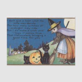 ハロウィンの魔法使いのフクロウの黒猫のパーティーのティッシュ 薄葉紙