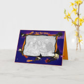 ハロウィンの魔法使いの交通(写真フレーム) カード (黄色い花)