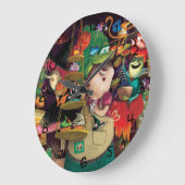 ハロウィンの魔法使いの台所 ラージ壁時計 (傾斜)