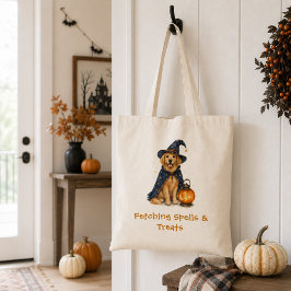 ハロウィンの魔法使いの呪文 かわいいゴールデンレトリバー トートバッグ