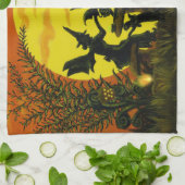 ハロウィンの魔法使いの妖精の台所タオル キッチンタオル (折り畳み)