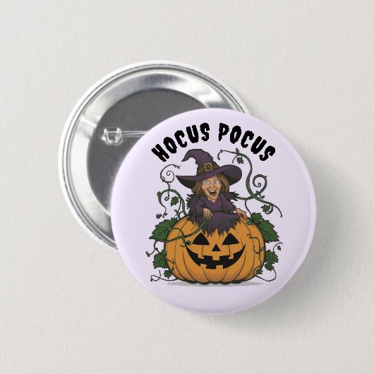ハロウィンの魔法使いの幽默なデザイン 缶バッジ (正面&裏面)