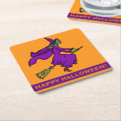 ハロウィンの魔法使いの漫画 スクエアペーパーコースター (アングル)