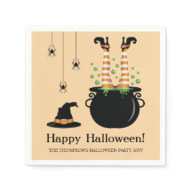 ハロウィンの魔法使いの足が魔法鍋から出ているデザイン