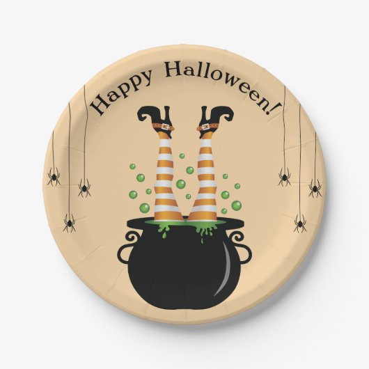 ハロウィンの魔法使いの足 かまどからはみ出る ペーパープレート (正面)