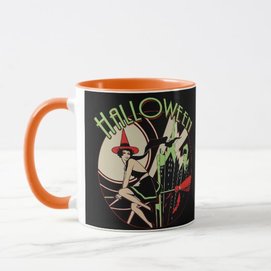 ハロウィンの魔法使いの飛行(ヴィンテージ) マグカップ (左)