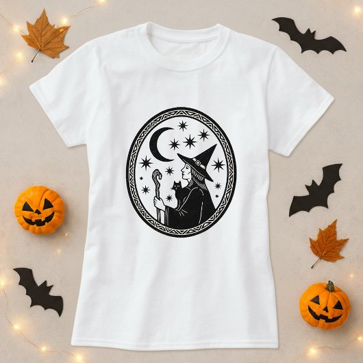 ハロウィンの魔法使い猫と大鍋ギフト Tシャツ