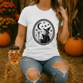 ハロウィンの魔法使い猫と大鍋ギフト Tシャツ