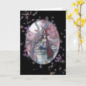 ハロウィンの魔法使い猫カード紅葉 カード (黄色い花)