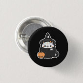 ハロウィンの魔法使い猫 缶バッジ (正面&裏面)