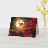 ハロウィンの魔法使い飛行 カード (黄色い花)