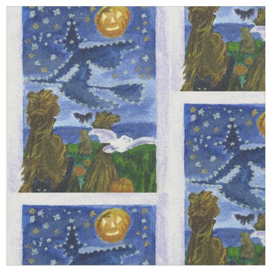 ハロウィンの魔法使い ファブリック (クローズアップ)