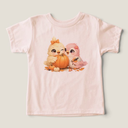 ハロウィンの鳥の友達 キッズTシャツ (デザイン正面)