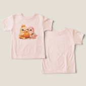 ハロウィンの鳥の友達 キッズTシャツ (デザイン正面&裏面)