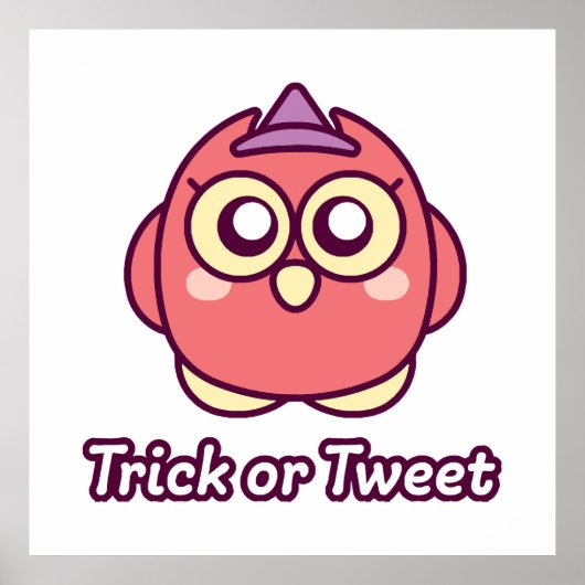 ハロウィンの鳥好きのかわいいフクロウの魔女 ポスター (正面)