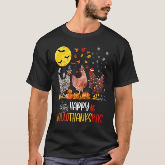 ハロウィンの鶏 ハッピーハロウィン 感謝祭の秋 Tシャツ (正面)