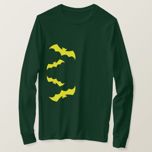 ハロウィンの黄色いコウモリ Tシャツ (デザイン正面)
