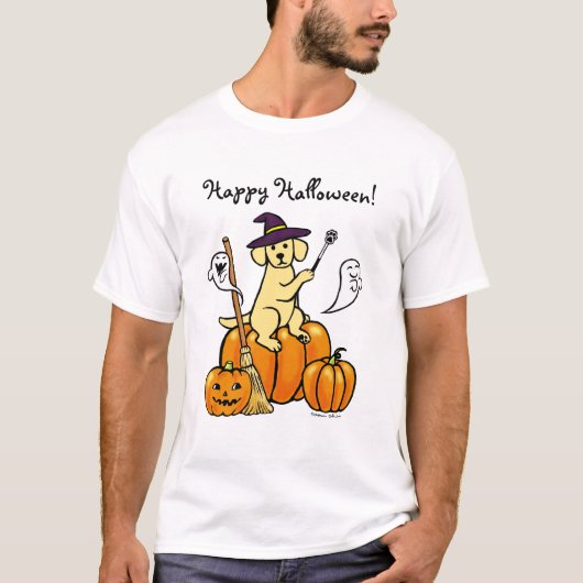 ハロウィンの黄色いラブラドールの漫画2 Tシャツ (正面)