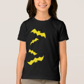 ハロウィンの黄色い飛翔するコウモリ トライブレンドＴシャツ (正面)