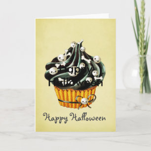 ハロウィンの黒いカップケーキ カード