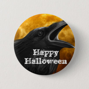 ハロウィンの黒いカラス 缶バッジ