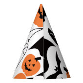 ハロウィンの黒いコウモリ、おばけ、かぼちゃ パーティーハット (裏面)