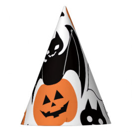 ハロウィンの黒いコウモリ、おばけ、かぼちゃ パーティーハット