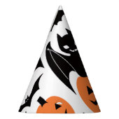 ハロウィンの黒いコウモリ、おばけ、かぼちゃ パーティーハット (左)