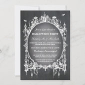 ハロウィンの黒いゴシック様式くもフレームの招待のパーティー 招待状 (正面)