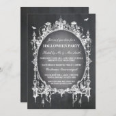 ハロウィンの黒いゴシック様式くもフレームの招待のパーティー 招待状 (正面/裏面)