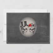 ハロウィンの黒いゴシック様式スカルのバラのパーティーの招待 招待状 (裏面)