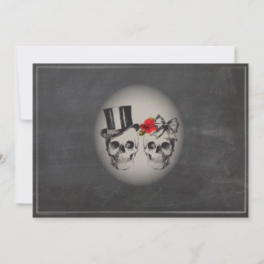 ハロウィンの黒いゴシック様式スカルのバラのパーティーの招待 招待状 (裏面)