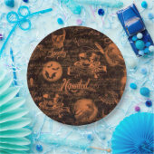 ハロウィンの黒い及びオレンジ幽霊のよく出るな紙皿 ペーパープレート (パーティー)