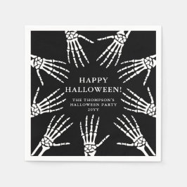 ハロウィンの黒い骸骨の手の骨 スタンダードカクテルナプキン