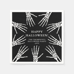 ハロウィンの黒い骸骨の手の骨 スタンダードカクテルナプキン