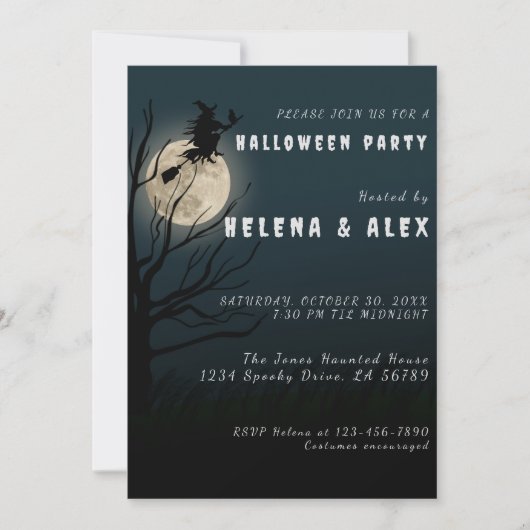 ハロウィンの黒い魔女 招待状 (正面)