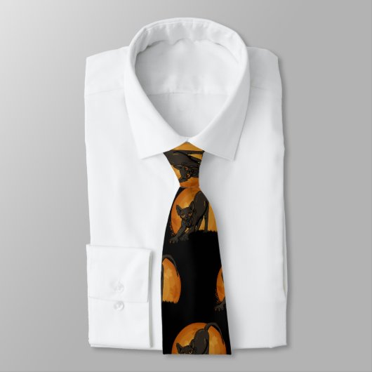 ハロウィンの黒いsphynx猫のタイ ネクタイ (タイ)