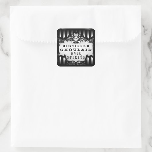 ハロウィンの黒く及び白くストライプのな正方形の飲み物のラベル スクエアシール (バッグ)