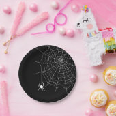 ハロウィンの黒と白のクモの巣とクモ ペーパープレート (パーティー)