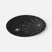 ハロウィンの黒と白のクモの巣とクモ ペーパープレート (アングル)