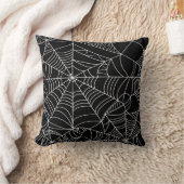ハロウィンの黒と白のクモの巣  クッション (ブランケット)
