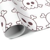 ハロウィンの黒と白の可愛いドクロ ラッピングペーパー (ロールコーナー)