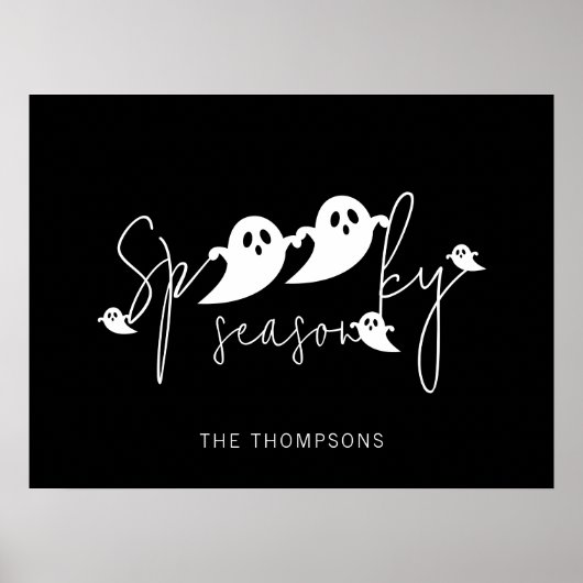 ハロウィンの黒と白の幽霊 ポスター (正面)