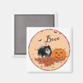 ハロウィンの黒ポメラニアン マグネット (正面/裏面)