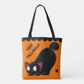 ハロウィンの黒猫およびくも トートバッグ (裏面)